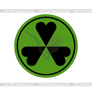 Danger Irish! Green hazard Shamrock. Clover symbol - vector image