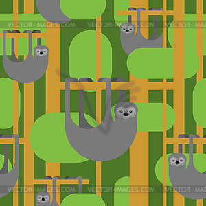 Sloth pattern seamless. lazybones animal Cartoon - vector image