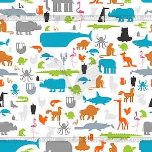 Beast pattern. Animals background seamless. cute - vector image