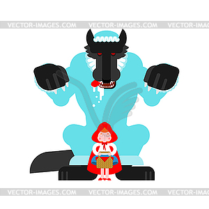 Little Red Riding Hood and Wolf - vector image