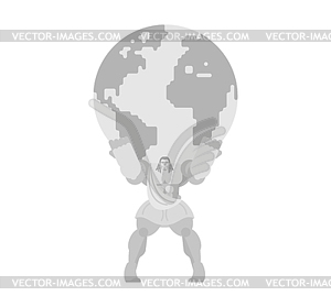 Atlas keeps earth. Atlant holds world on his - vector EPS clipart