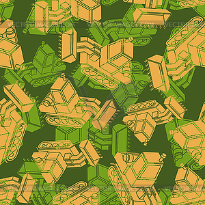 Bulldozer Army pattern seamless. Grader Military - vector clipart