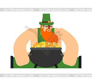 Leprechaun and Pot of gold. St. Patricks Day - vector clipart