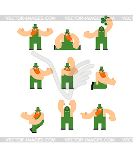 Leprechaun set. St. Patricks Day character. Irish - vector clipart