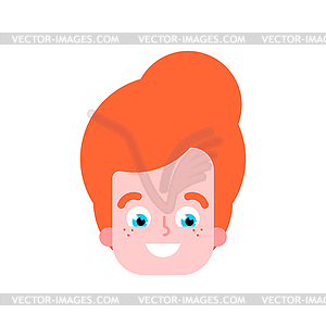 Little boy face . Redhead boy portrait - vector clip art