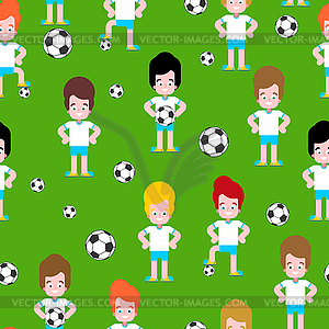 Children soccer pattern seamless. Boy football - vector clipart