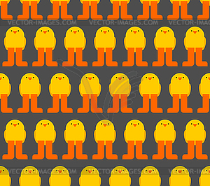 Chick pattern seamless. Little chicken cartoon styl - vector image