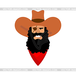 Cowboy face . Wild west guy portrait. Western head - vector clipart