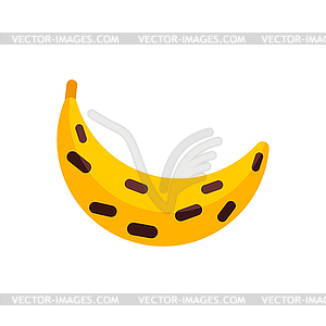 Rotten banana . Spoiled fruit. Yellow old tropical - color vector clipart