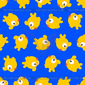Goldfish pattern seamless. Gold Fish Sea animal - vector image