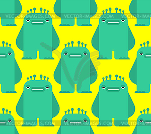 Cartoon monster pattern seamless. Green beast - vector clip art