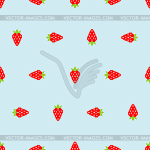 Strawberry pixel art pattern seamless. Berry - royalty-free vector clipart