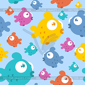 Fish pattern seamless cartoon style. Sea animal - vector image