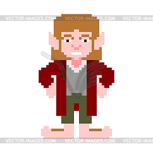 Hobbit pixel art little man . magic homunculus - vector clipart