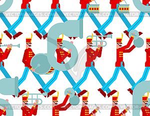 Military band pattern seamless. Soldiers with - vector clipart