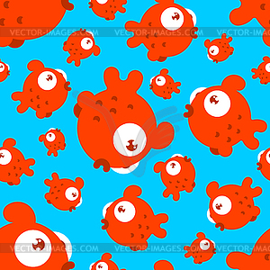 Fish pattern seamless cartoon style. Sea animal - vector image