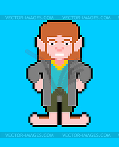 Hobbit pixel art little man . magic homunculus - vector clipart