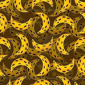 Rotten banana pattern seamless. Spoiled fruit - vector clipart