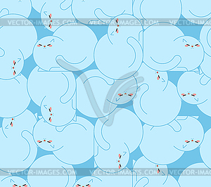 Fat cat pattern seamless. Thick pet background. Cut - vector clip art