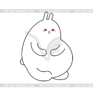 Fat rabbit . Thick white hare - vector clipart