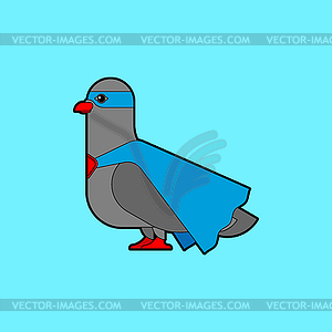 Dove superhero. Super pigeon In raincoat and mask. - vector clip art