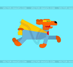 Dog superhero. Super pet In raincoat and mask. - vector clipart