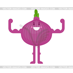 Strong red onion. Powerful Vegetable. Healthy food - vector clipart