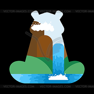 Silhouette bear forest landscape in its outlines. - vector image