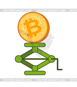Bitcoin price rising. BTC jack up. Business - vector clip art
