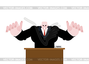 Angry boss at table. business manager anger man. - vector clipart