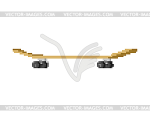 Скейтборд пиксель арт. Доска для катания 8 бит. старый - изображение векторного клипарта