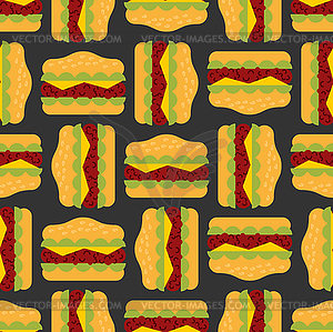 Hamburger pattern seamless. Burger background. - vector clipart / vector image