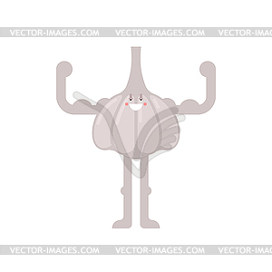 Strong Garlic. Powerful Vegetable. Healthy food. - vector clipart