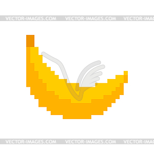 Banana pixel art. fruit pixelated. Old game - vector image