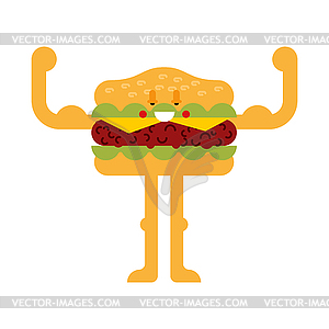 Strong Hamburger. Powerful Burger. Healthy Fast - vector clipart / vector image