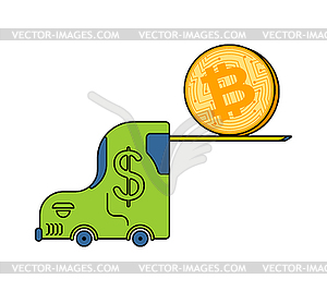 Bitcoin price rising. BTC Fork loader uplift. - vector clip art