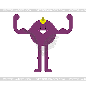 Strong mangosteen. Powerful fruit. Healthy food. - vector clipart