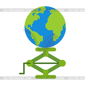 Earth jack up. jack-screw earth. Concept of - vector clip art
