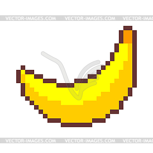 Banana pixel art. fruit pixelated. Old game - vector image