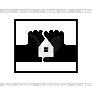 House of fingers logo. Housebuilding symbol. icon - vector image