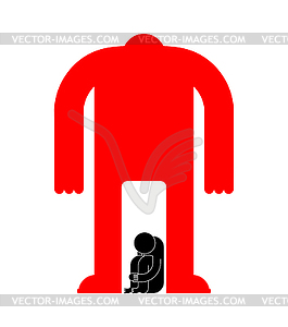 Domestic violence. back of man and crying child - royalty-free vector image