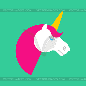 Unicorn head . Muzzle is magical white horse with - vector clipart