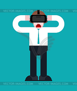 Man in Virtual Reality Glasses. Surprise and shock - vector clipart