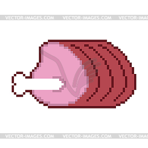 Pork ham pixel art. Bone meat 8 bit - vector image