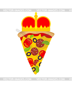Королевская пицца с короной - векторный клипарт Royalty-Free
