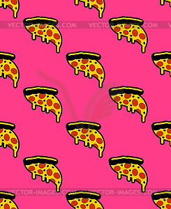 Slice of pizza pattern seamless. flowing cheese - vector image