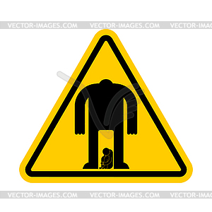 Attention Domestic violence. Warning yellow road - vector image