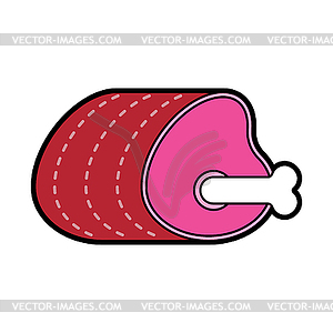 Pork ham cartoon. Bone meat - vector clip art
