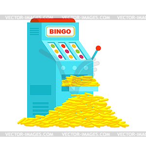 Slot machine and win. Bingo jackpot. Many money - vector image