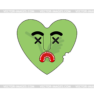 Zombie love green heart. Dead amour - vector clipart